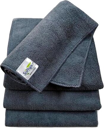 SOFTSPUN Microfiber Cloth - 4 pcs - 40x40 cms - 340 GSM Grey! Thick Lint & Streak-Free Multipurpose Cloths - Automotive Microfibre Towels for Car Bike Cleaning Polishing Washing...